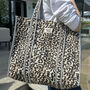 Tote Bag Cotton Leopard Print Quilted Beach Bag, thumbnail 6 of 6
