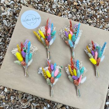 Rainbow Dried Flower Buttonhole, 3 of 5