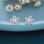 Dainty Forget Me Not Flower Stud Earrings In Sterling Silver, thumbnail 1 of 10