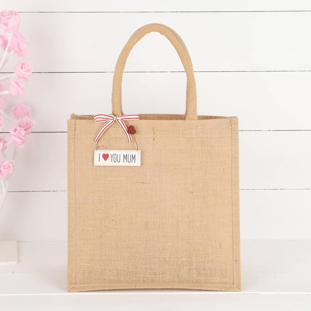 Jute Lunch Or Shopper I Love You Mum Bag By red berry apple ...