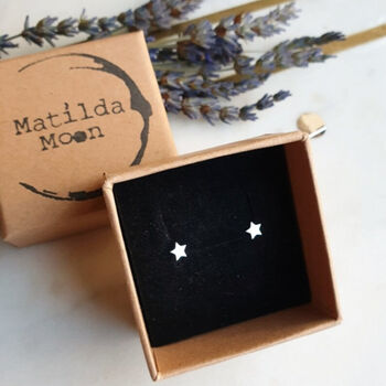 Sterling Silver 925 Solid Small Star Ear Stud Earrings, 7 of 10