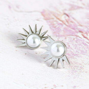 Sunrise Pearl Chunky Stud Earrings, 3 of 6