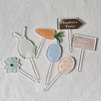 Set Of Seven Personalised Easter Cake Toppers, 6 of 7
