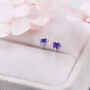 Sterling Silver Extra Tiny Genuine Amethyst Heart Stud Earrings, thumbnail 7 of 12