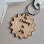 Personalised 'I Belong To…' Wooden Sun Keyring, thumbnail 1 of 3