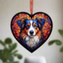 Australian Shepherd Stained Glass Effect Heart Suncatcher, thumbnail 3 of 6
