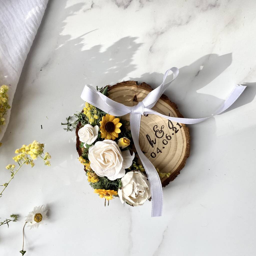 Personalised Sunflower Wooden Ring Holder, 1 of 4
