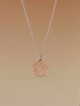 Carved Botan Cherry Quartz Necklace, 2 of 9