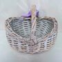 White Flower Girl Basket With Personalised Ribbon, thumbnail 2 of 5