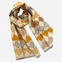 Love Heart Winter Scarf In Mustard Yellow And Greys, thumbnail 2 of 6