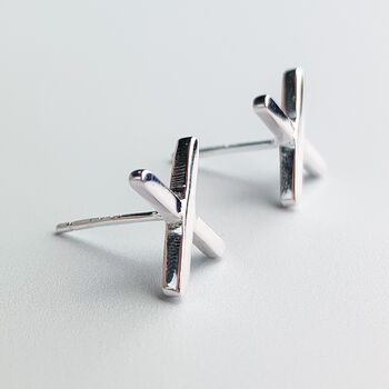 Sterling Silver Simple Cross Stud Earrings, 3 of 6