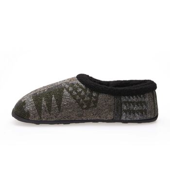 Adam Khaki Grey Aztec Mens Slippers/Indoor Shoes, 4 of 8