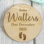 Personalised Wooden Baby Due Announcement Disc, thumbnail 3 of 6