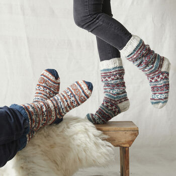 Fair Trade Fair Isle Wool Unisex Slipper Socks, 2 of 10