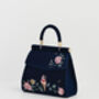 Rosy Posy Embroidered Blue Mini Top Handle Tote, thumbnail 5 of 8