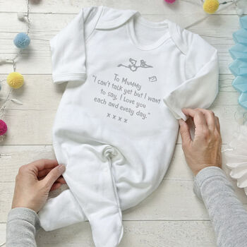 'Mum To Be' Sleepsuit A Perfect Baby Shower Gift, 3 of 12
