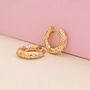 White Daisy Flower 18ct Gold Plated Chunky Hoop Earrings, thumbnail 2 of 4