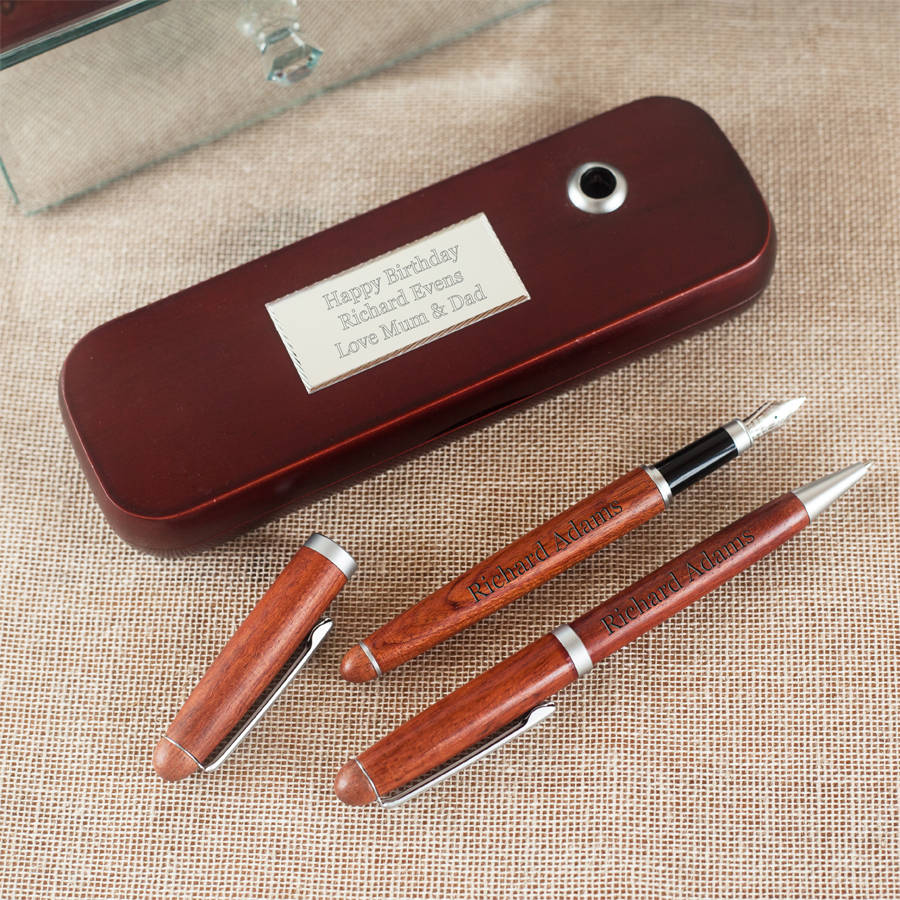 Personalised Wooden Pens With Engraved Presentation Box, 1 of 3