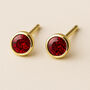 Gold Plated Sterling Silver July Ruby Birthstone Stud Earrings, thumbnail 1 of 3