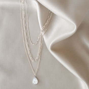 925 Sterling Silver Layered Moonstone Necklace, 3 of 4