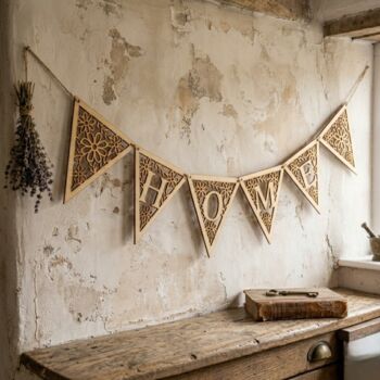 Personalised Wooden Floral Letter Party Bunting, 3 of 4