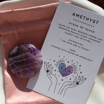 Amethyst Flat Crystal Gift – Disc Shape With Pouch, 3 of 5