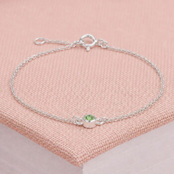 Adjustable Personalised Sterling Silver August Birthstone Bracelet, 3 of 10