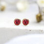 Yellow Gold Plated July Ruby Birthstone Stud Earrings, thumbnail 1 of 8