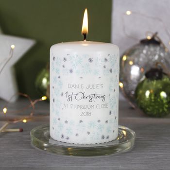 Personalised First Christmas New Home Snowflake Candle, 6 of 8