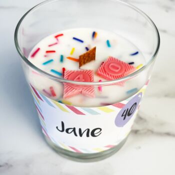 Personalised 40th Birthday Cake Sprinkles Gift Candle, 2 of 4