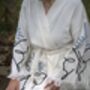 Long Organic Cotton Robe: White With Butterfly, thumbnail 7 of 7