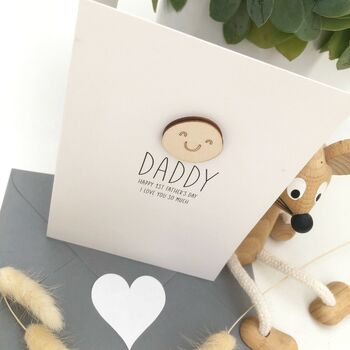 Smiley Wooden Charm 1st Father's Day Card, 2 of 2
