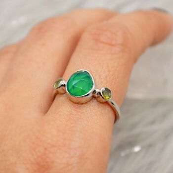 Green Onyx Tourmaline Sterling Silver Ring, 8 of 10