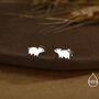 Baby Pig Stud Earrings In Sterling Silver, thumbnail 3 of 12