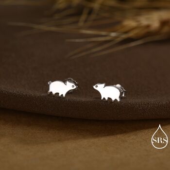 Baby Pig Stud Earrings In Sterling Silver, 3 of 12