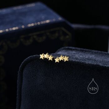 Star Trio Screw Back Earrings In Sterling Silver, 4 of 12