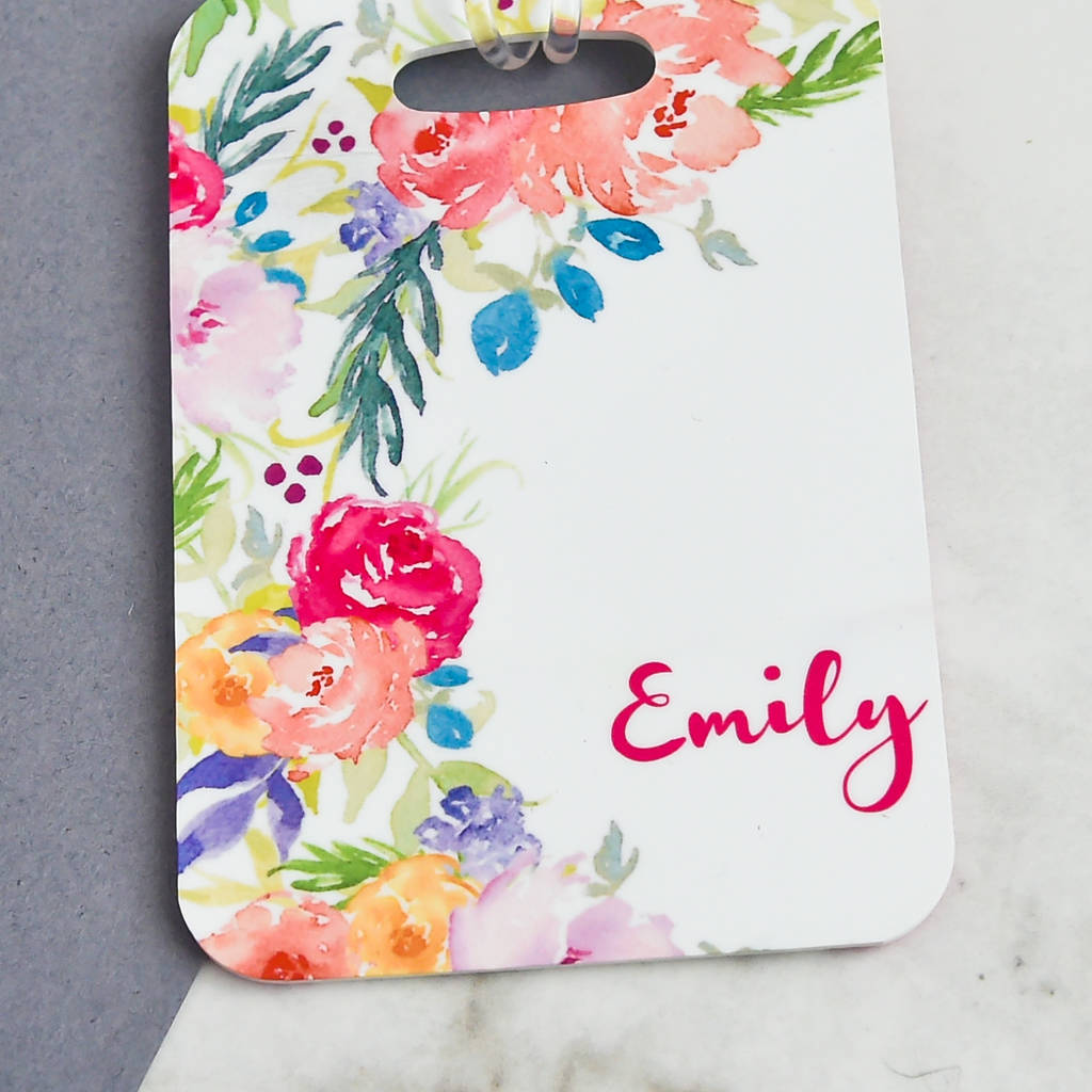 floral luggage tag