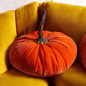 Autumn And Halloween Decor 15cm Velvet Pumpkins Free Lights, 2 of 10