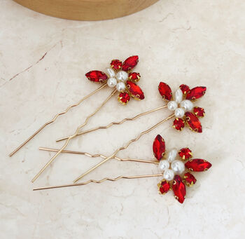 Christmas Crystal And Pearl Hair Pins, 3 of 4