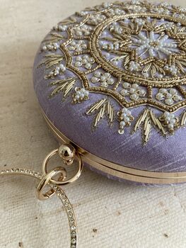 Purple Circular Raw Silk Bangle Clutch Bag, 10 of 11