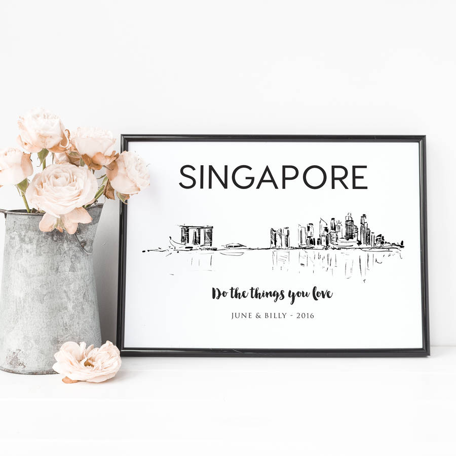 singapore skyline illustrated art print by natalie ryan design