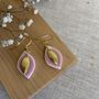 Handmade Baby Pink Ceramic Leaf Earrings Gold Plated, thumbnail 1 of 8