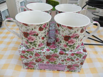 Set Of Four Boxed Palace Mugs In Summertime Chintz Design, 2 of 4