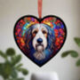 Bearded Collie Stained Glass Effect Heart Suncatcher, thumbnail 2 of 6