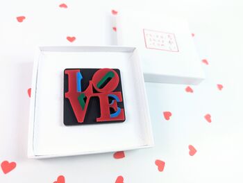 Love Brooch Acrylic Love Art Badge Love Pin Badge, 2 of 9