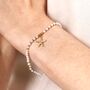 Stainless Steel Beaded Pearl Starfish Charm Bracelet In Gold, thumbnail 2 of 4