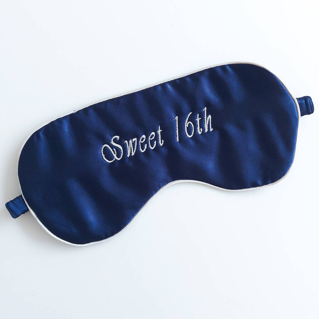 Navy Satin Eye Mask By Mini Lunn