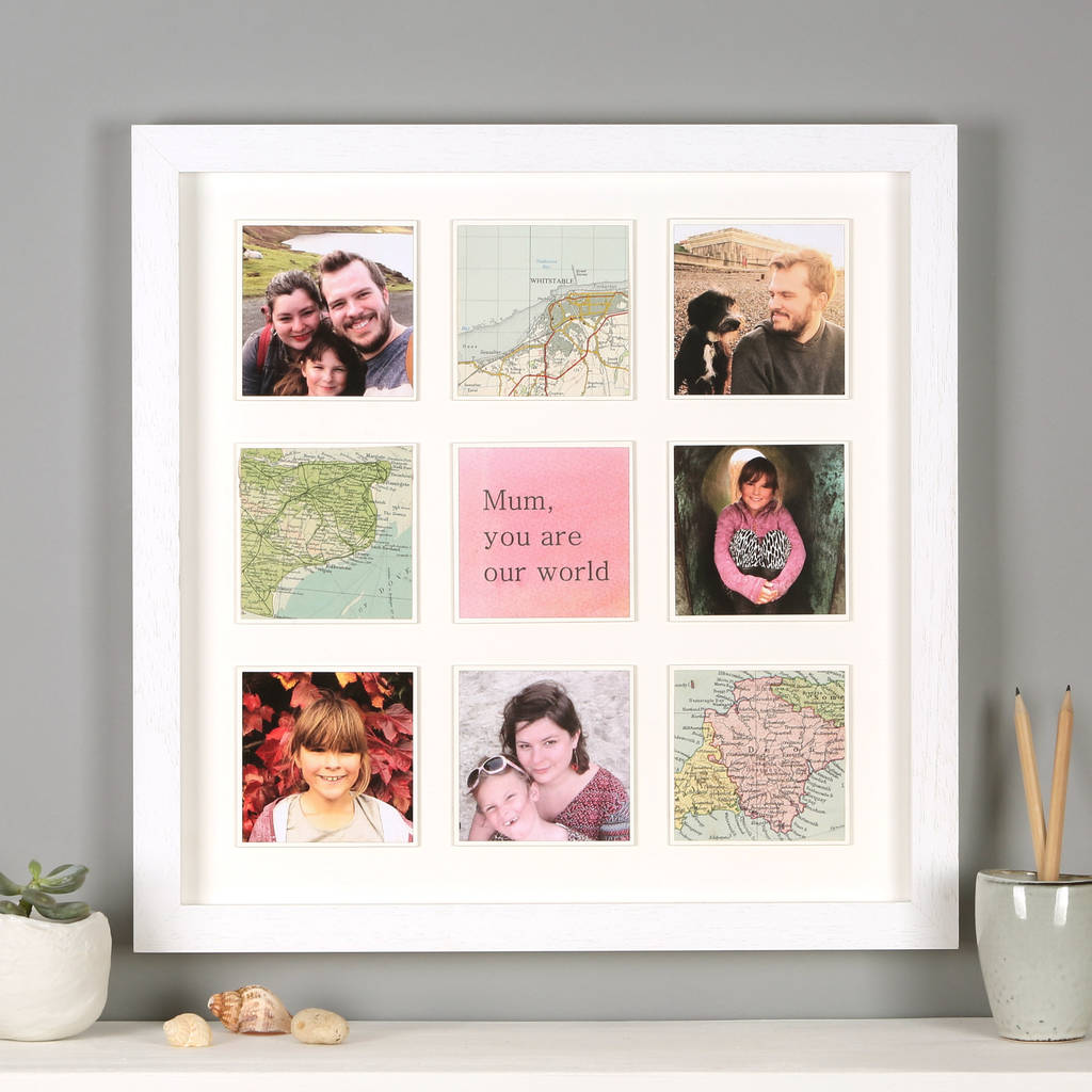 personalised map photo frame print for her by bombus