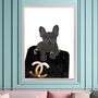 French Bull Dog Bag Fashion Art Print, thumbnail 1 of 6