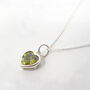 Mini Heart Silver Peridot August Birthstone Necklace, thumbnail 1 of 4